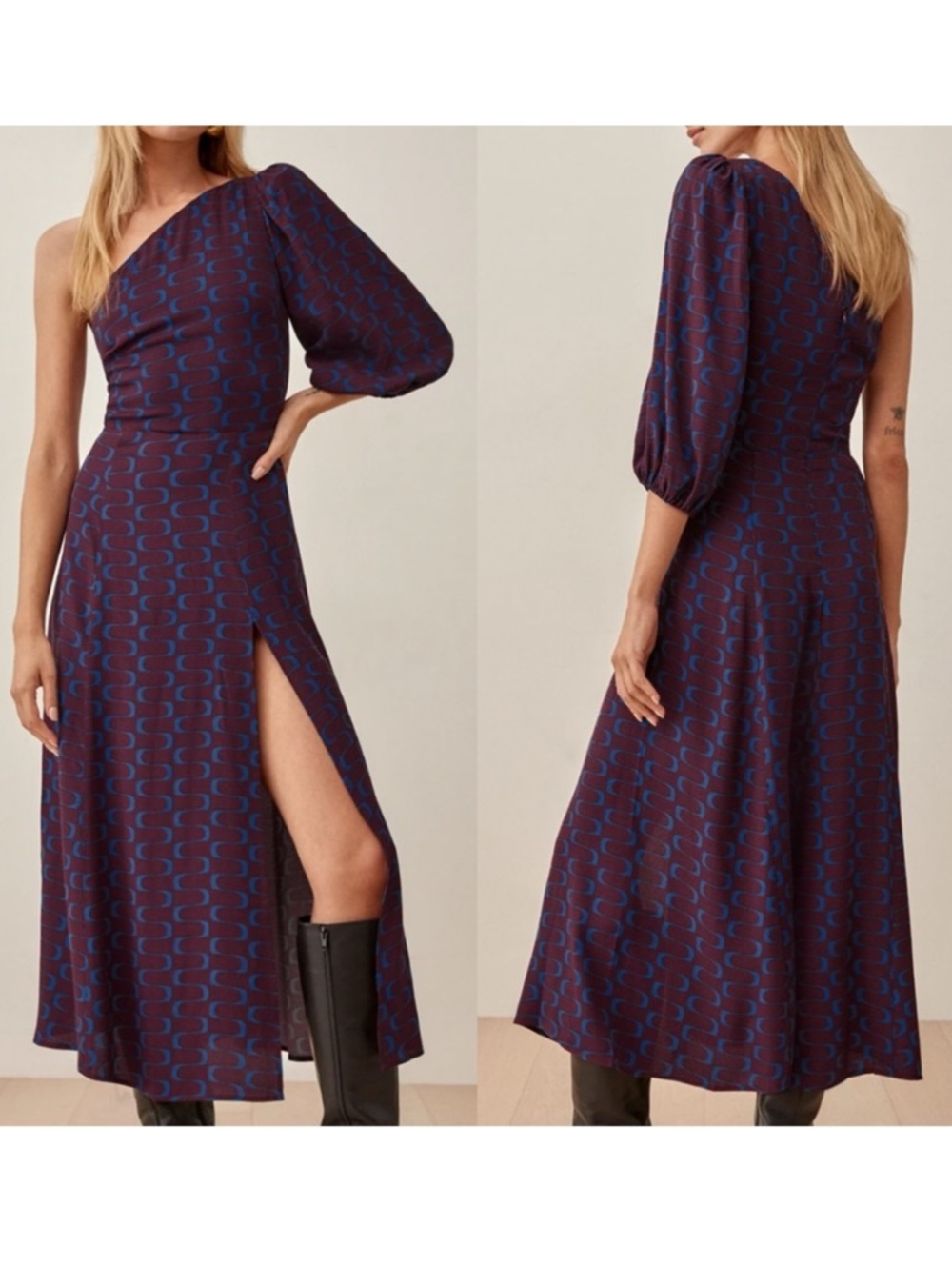 Reformation Lawrence One Shoulder Midi Dress in Marooned – Size 2, NWT - Picture 3 of 7